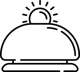 Reception Bell Icon In Black Line Art.