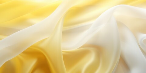 Fototapeta premium Abstract white and Yellow silk fabric, weave of cotton or linen satin fabric lies texture background. 