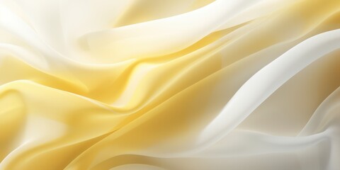 Fototapeta premium Abstract white and Yellow silk fabric, weave of cotton or linen satin fabric lies texture background. 
