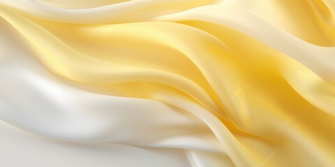 Fototapeta premium Abstract white and Yellow silk fabric, weave of cotton or linen satin fabric lies texture background. 