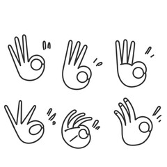 hand drawn doodle ok sign gesture illustration