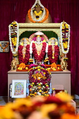 Lord Ram Statue in Temple. Flowers Garland. Ramayana.  Lakshman. Goddess Sita. Shri Ram. Ram Navami
