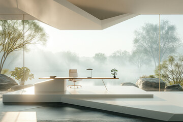 Zen-Like Office Space with Expansive Nature View