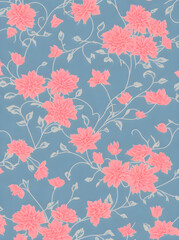 analog-style-wallpaper-featuring-a-pattern-of-flat-illustration-flowers-embracing-minimalism-juxtap