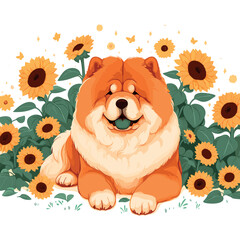 Obraz na płótnie Canvas Cute Chow Chow dogs Vector Cartoon illustration