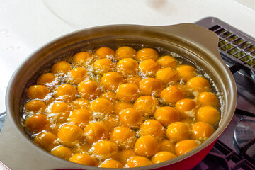 美味しい金柑の甘露煮の作り方　水洗い　ふきこぼし　甘露煮込み