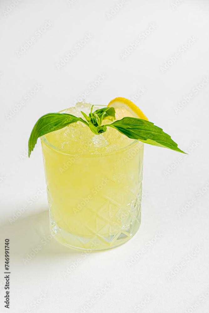 Sticker lemonade with basil and lemon