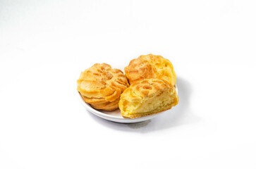 Soes Cake also known as Choux Pastry displayed on a plate