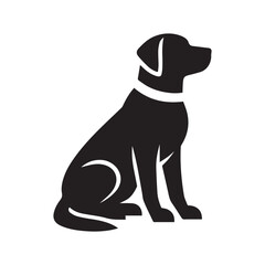 Silhouette  and icon of loyal dog isolated on white background