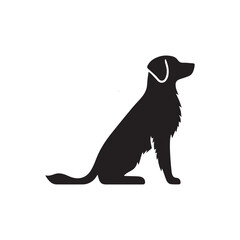 Silhouette  and icon of loyal dog isolated on white background