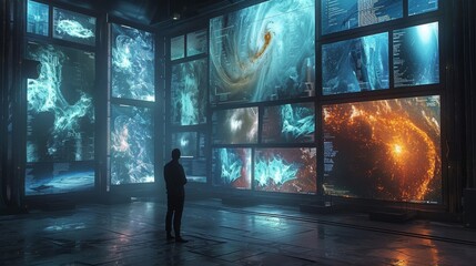 Art and technology fusion, showcasing digital artists and their creative spaces.