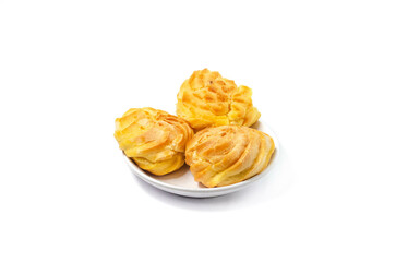 Soes Cake also known as Choux Pastry isolated on white background