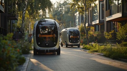 Autonomous vehicles in rural and urban settings, showing integration into daily life. - Powered by Adobe