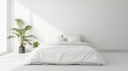 Fototapeta na wymiar Home mockup modern bedroom interior. Generative AI