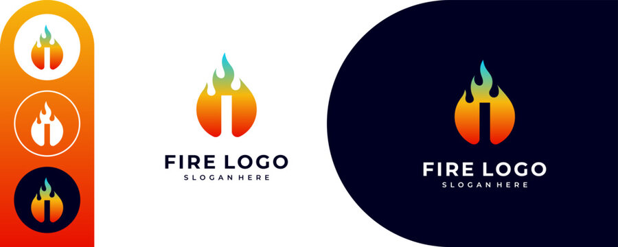 Letter I logo template with burning fire