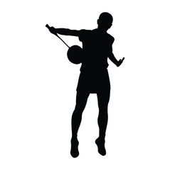 vector design of the silhouette of a badminton player receiving the ball