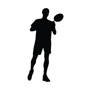 vector design of the silhouette of a badminton player posing for a photo