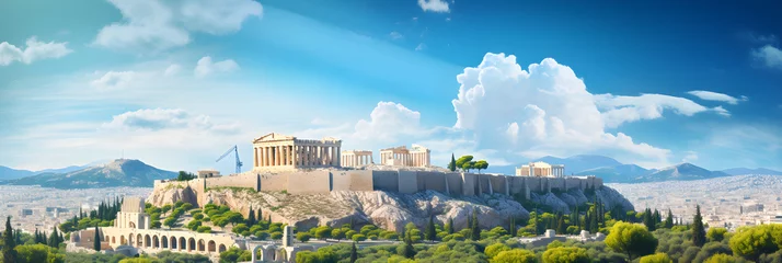 Papier Peint photo Lavable Athènes Daylight Symphony on the Ancient Acropolis of Athens - Breathtaking Panorama