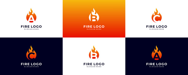 logo combination abstract fire, letter A, B, C