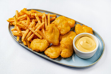 french fries and chicken nuggets