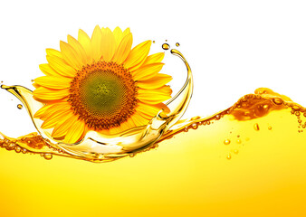 Sunflower and cooking oil splashes