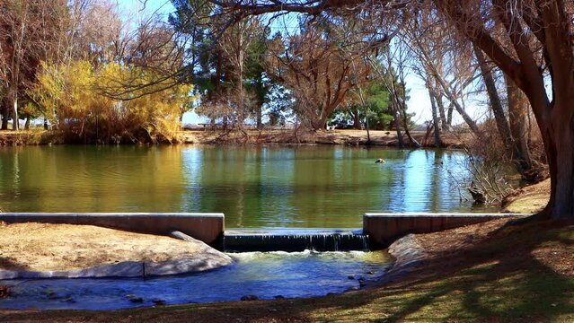 Slow cascading water in Nevada State Parks 