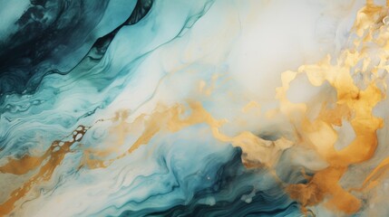 Abstract gold and blue fluid art, luxury, elegance