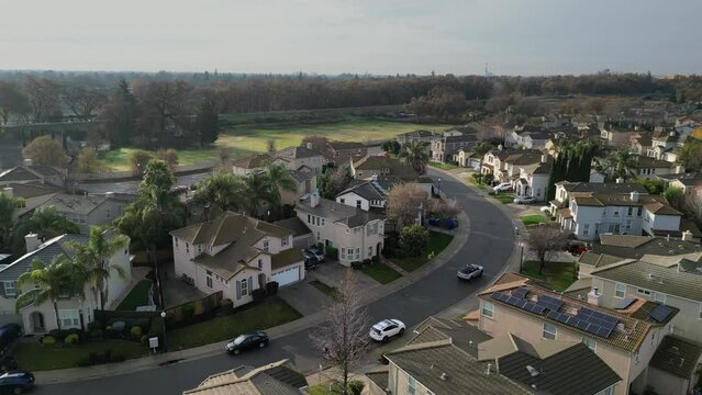 Aerial Drone Footage Of Suburbs In California 