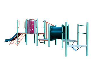 Cutout of an isolated children's wooden playground structure with the transparent png
