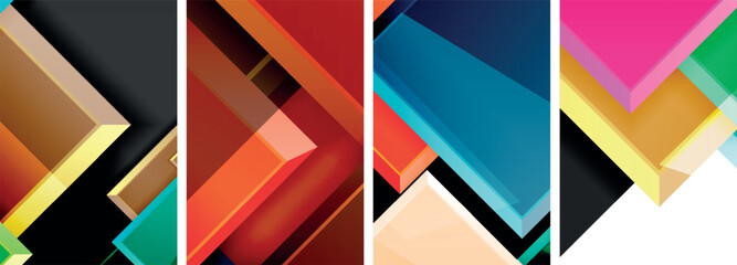 Color glass glossy square composition poster set for wallpaper, business card, cover, poster, banner, brochure, header, website