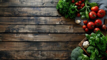 various kinds of healthy and fresh food options on a rustic wooden background - obrazy, fototapety, plakaty