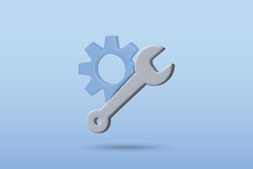 3d gear and wrench icon vector illustration design. configuration concept on blue background.