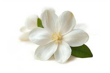 A close-up view of a Jasmine flower separated from its background, presented on a white surface, Generative AI