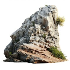 Isolated rock cliff on white backround, Generative AI