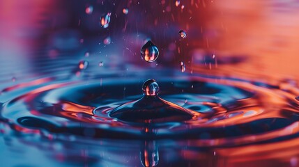 Splashed water, solid color background. The concept World Water Day background. Nature background. Symbolizing sustainable energy generation.