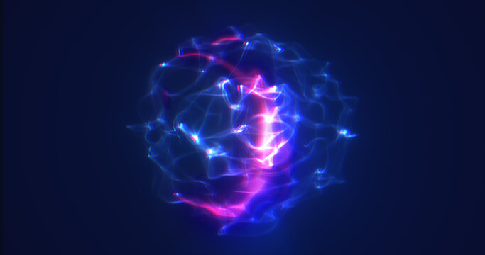 Blue purple energy sphere digital hi-tech ball futuristic magic plasma circle glowing bright force field abstract background