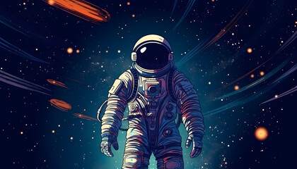 Background of an astronaut with planets in space