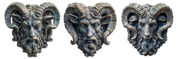 Obraz premium goat head statue isolated on transparent background ,generative ai