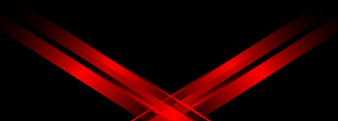 3D modern black, red, and blue futuristic abstract geometric background. Vector illustration wide black banner with red and blue diagonal lines. vector illustration