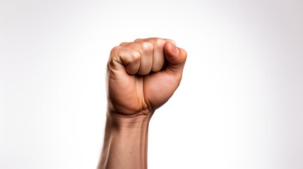Raised Fist Against a White Background