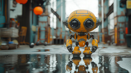 An image of a modern, sophisticated robot designed with high-tech features and artificial intelligence capabilities