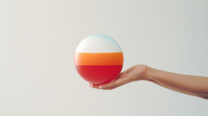 Hand Holding a Colorful Layered Sphere