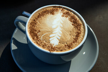 View of the coffee on the outdoor table