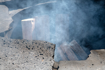 smoke on the firewood