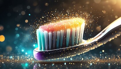Wallpaper  lights in the night toothbrush close up with shining particles