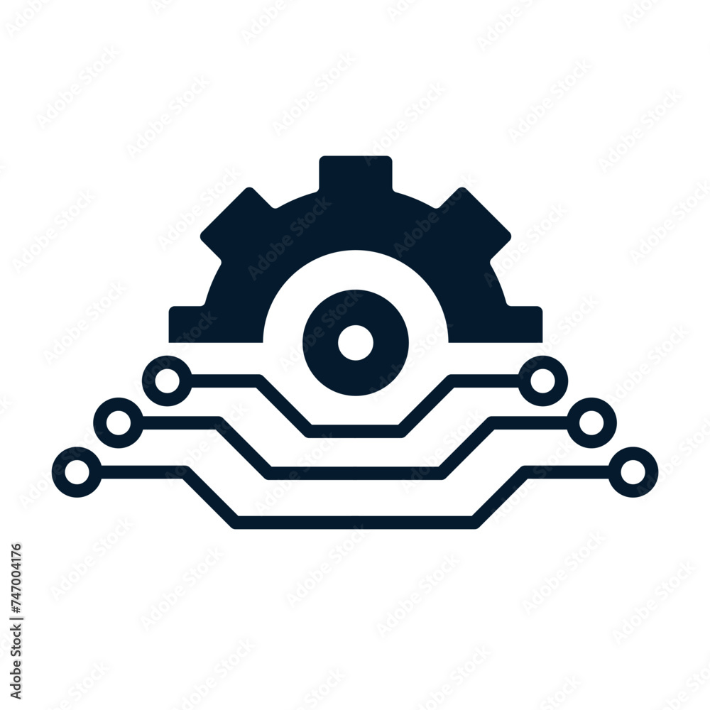 Poster the concept of implementing software process automation systems. vector icon isolated on white backg