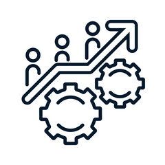 Obraz premium The concept of increasing employee productivity. Vector linear icon isolated on white background.