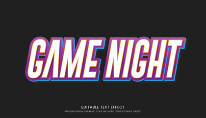 game night editable text effect template vector design with abstract style