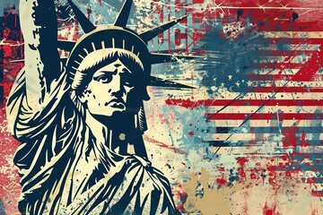 4th july patriotic style poster.