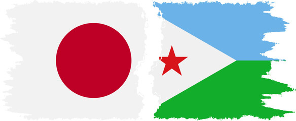 Djibouti and Japan grunge flags connection vector